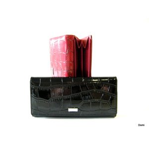 BRIGHT Dámská peněženka kroko lak Černá, 19 x 19 x 9 (BR14-D441-10ST-09KRL)