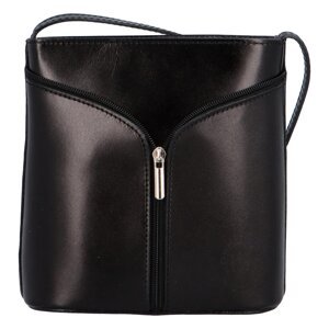 Dámská kožená crossbody kabelka černá - ItalY Hallie