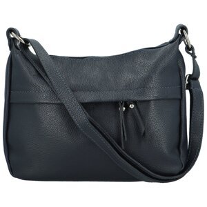 Dámská kožená crossbody kabelka tmavě modrá - Delami Meyrra
