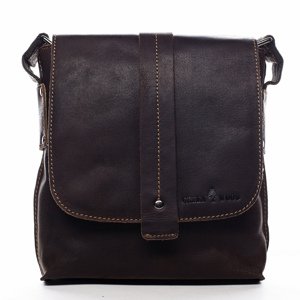 Pánská kožená crossbody taška tmavě hnědá - Greenwood Chester 2